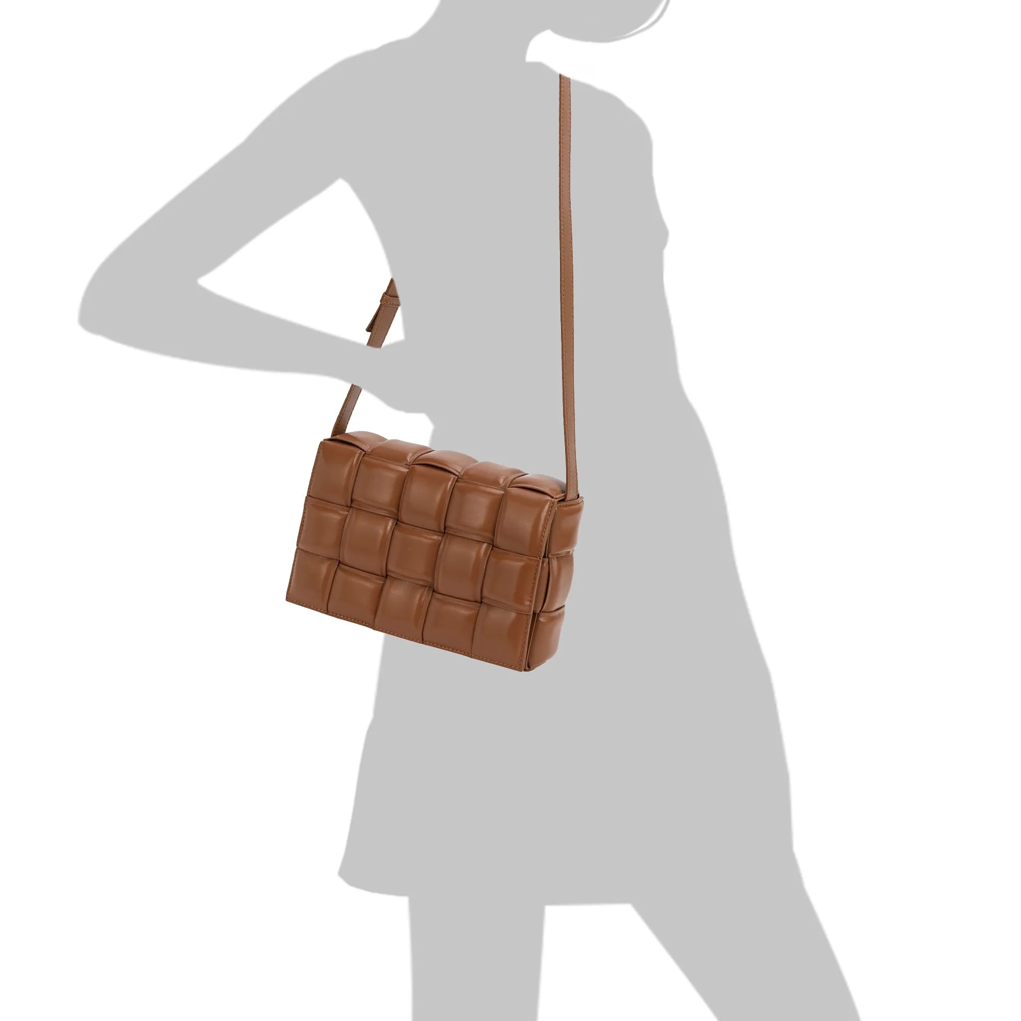 Full-Grain Woven Lambskin Leather Puffy Bag
