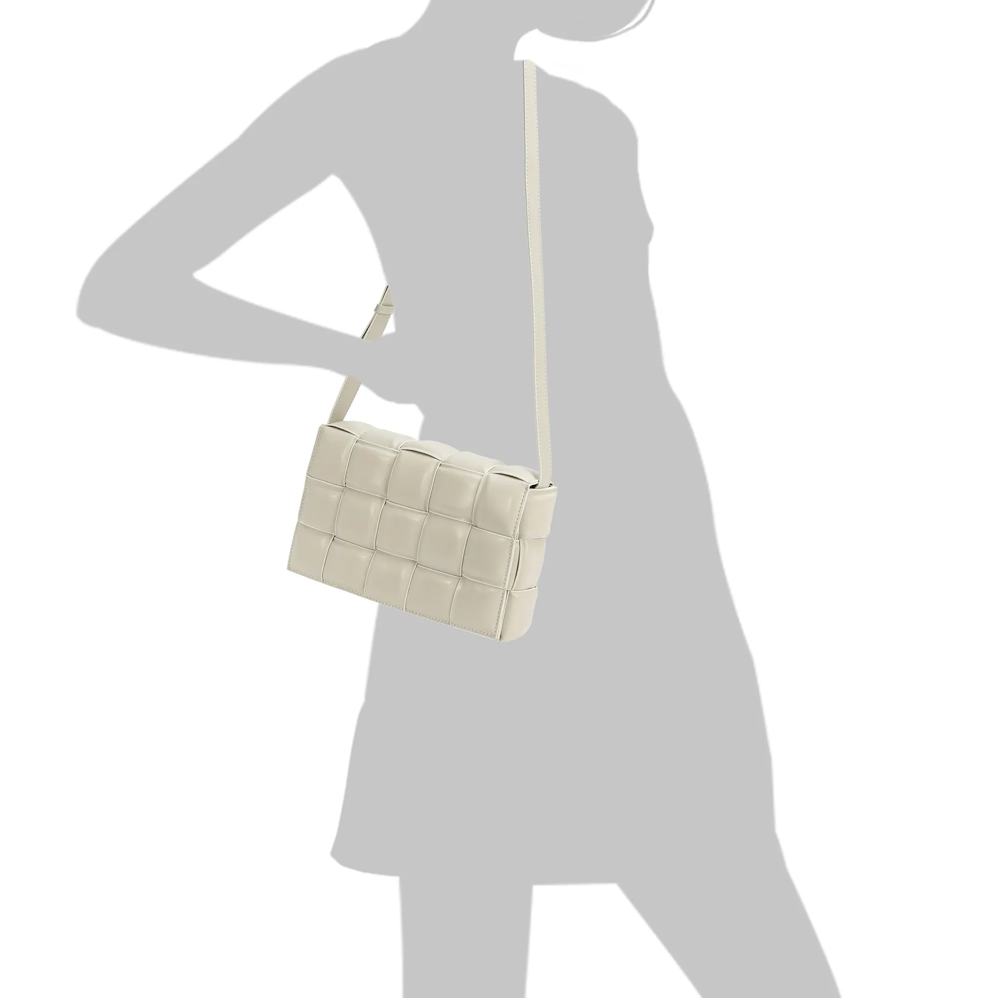Full-Grain Woven Lambskin Leather Puffy Bag