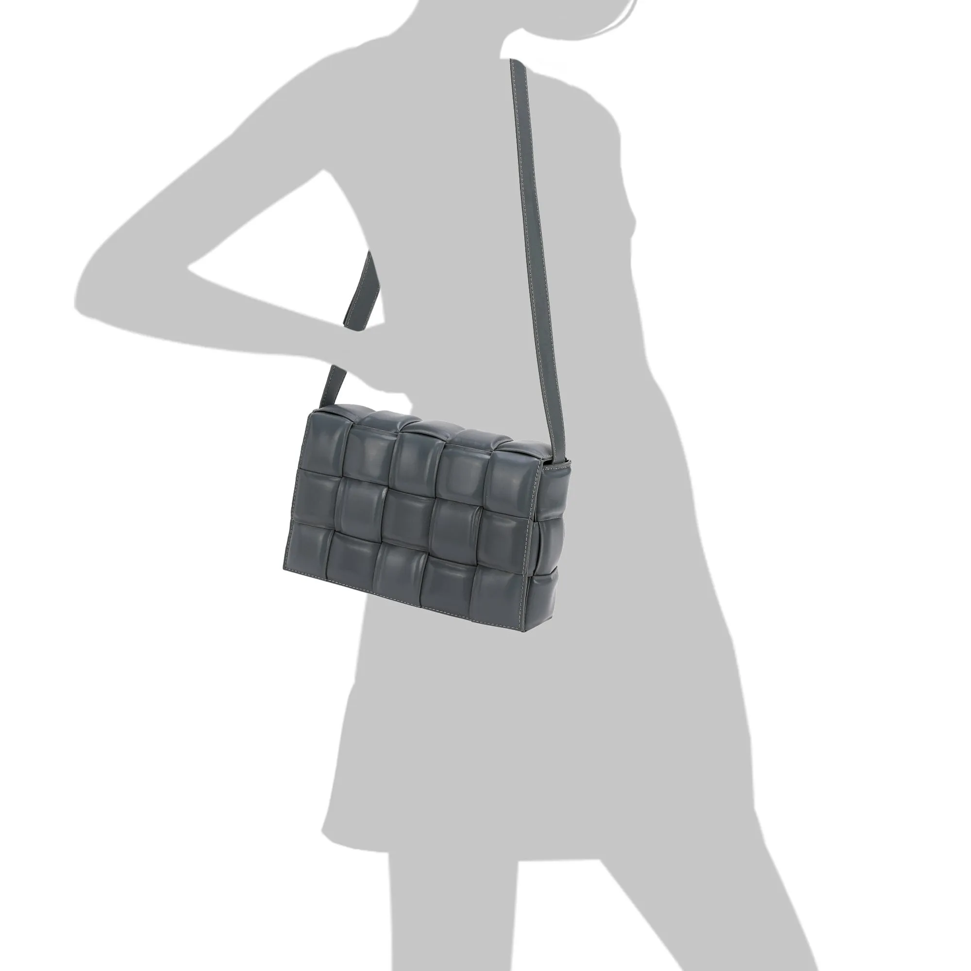 Full-Grain Woven Lambskin Leather Puffy Bag