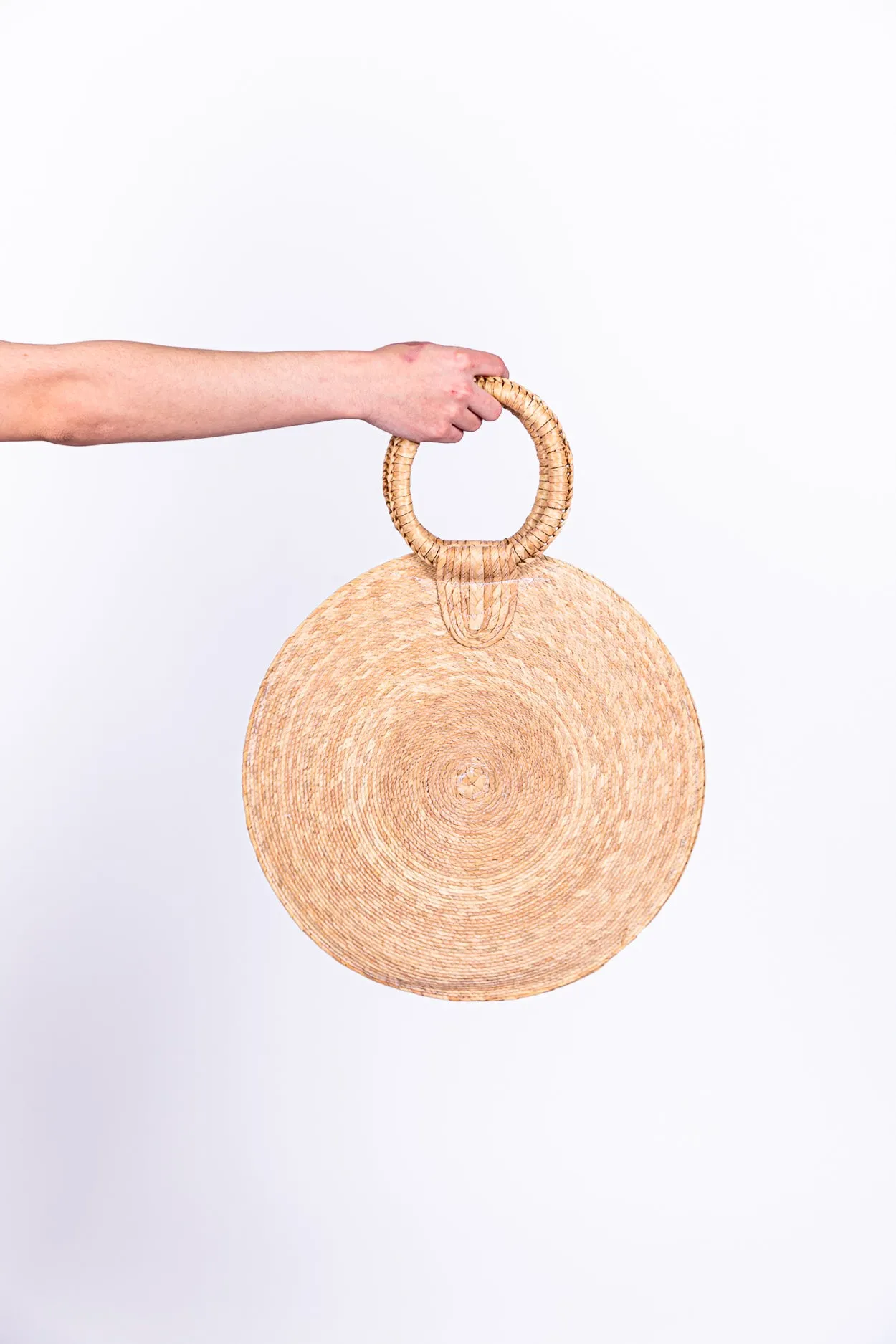 Full-moon wicker bag