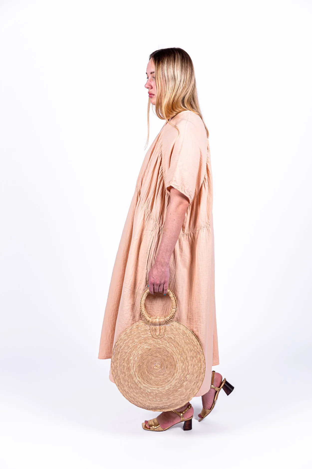 Full-moon wicker bag