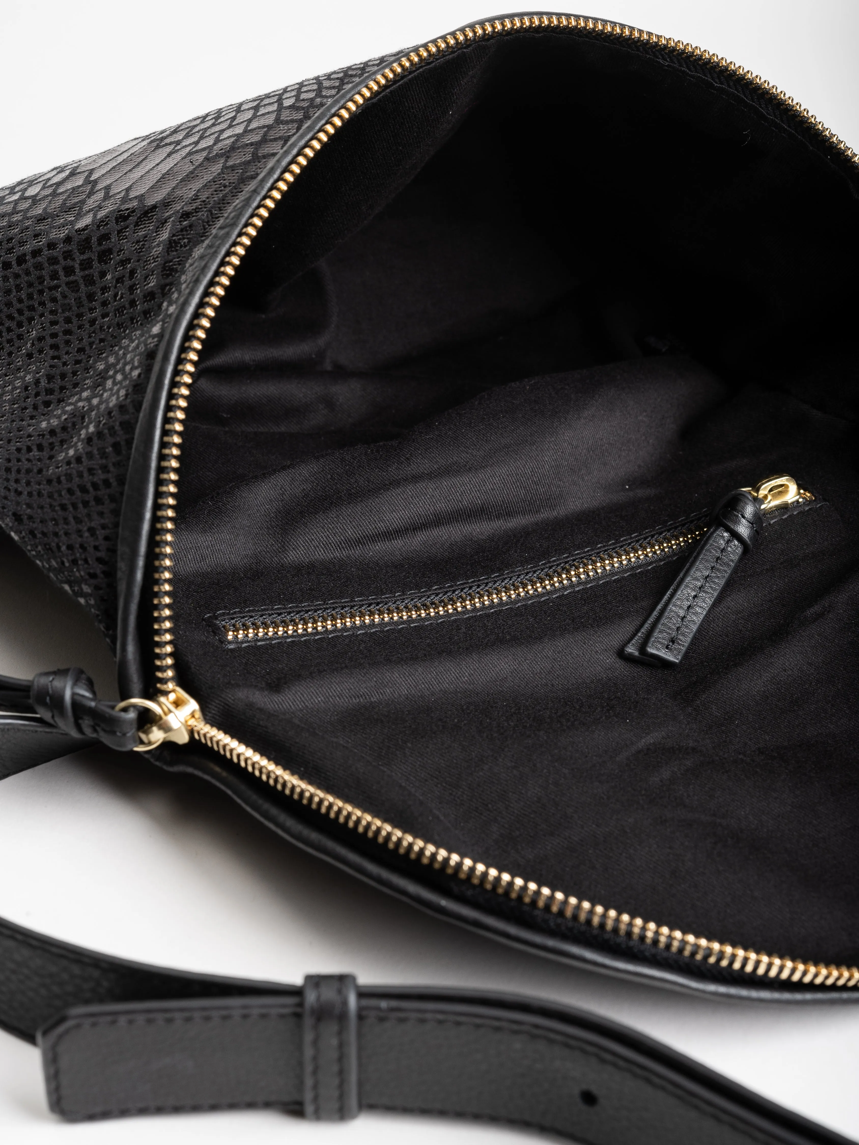 furtivo belt bag - black snake skin