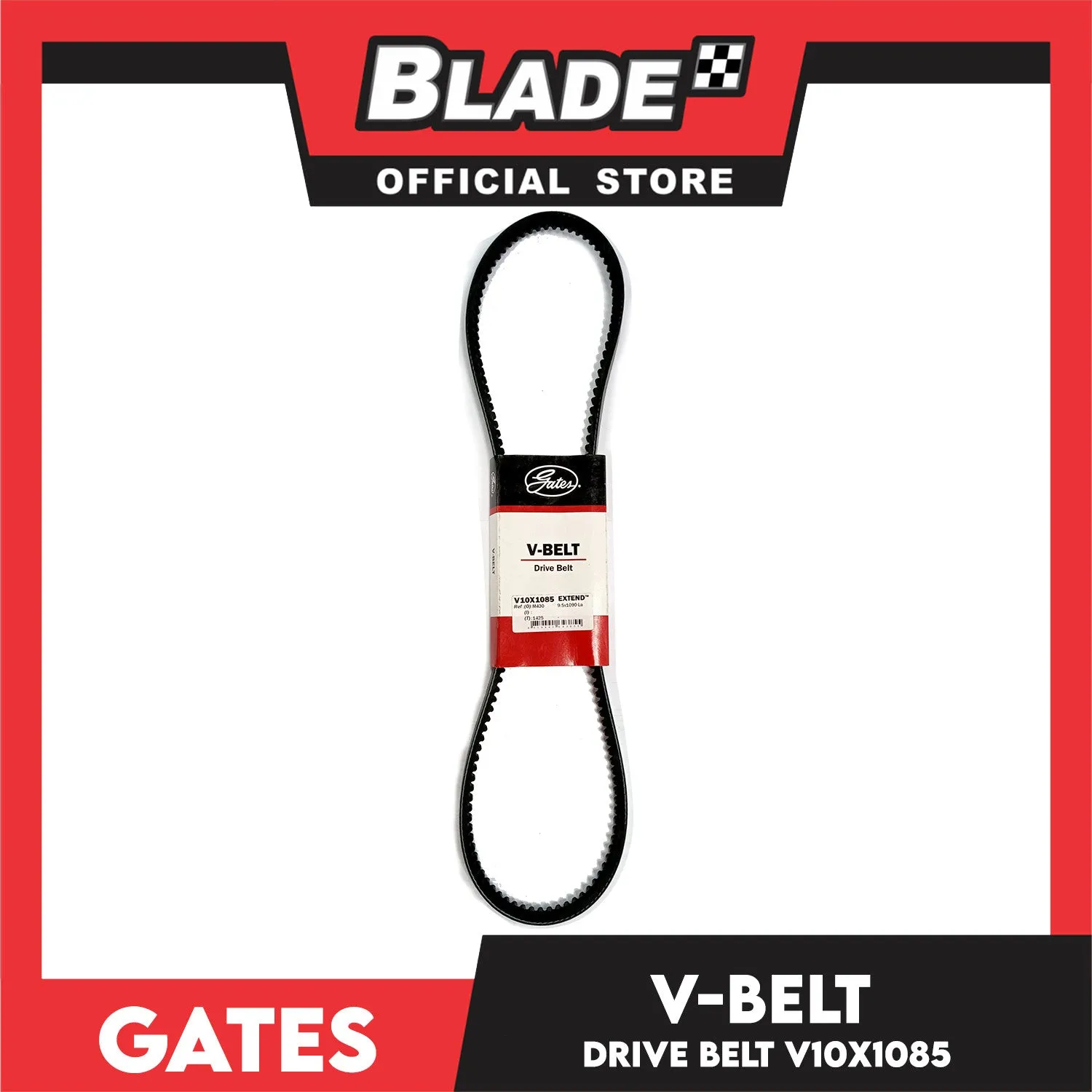 Gates Automotive Drive V-Belt Fan Belt Extend V10X1085 For Hyundai, Jeep, and Mitsubishi