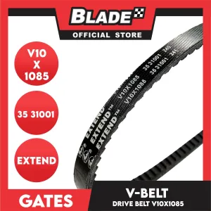 Gates Automotive Drive V-Belt Fan Belt Extend V10X1085 For Hyundai, Jeep, and Mitsubishi