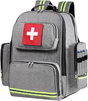 Gatycallaty First Aid Backpack Medical Emt First Responder Bag Empty Ems Emergency Home Health Hiking Trauma Travel Camping (gray, Large)