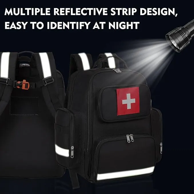 Gatycallaty First Aid Backpack Medical Emt First Responder Bag Empty Ems Emergency Home Health Hiking Trauma Travel Camping (gray, Large)