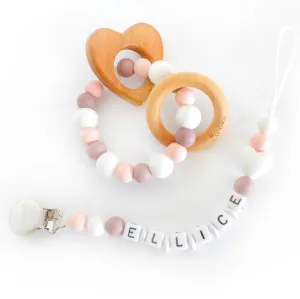 Gift Set | Pacifier Clip/Rattle | Personalized | Elice