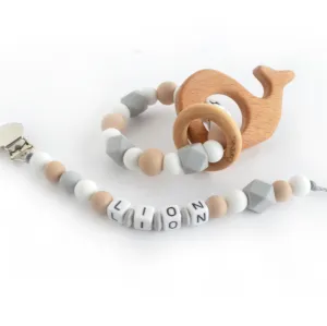 Gift Set | Pacifier Clip/Rattle | Personalized | Lion