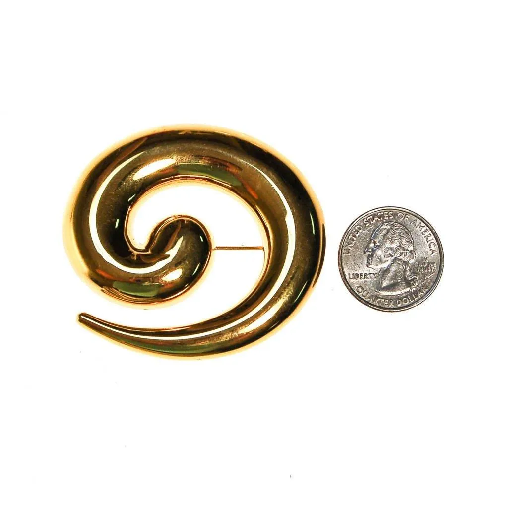 Gold Monet Brooch, Swirl, Modern, Abstract Designer