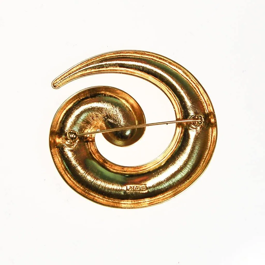 Gold Monet Brooch, Swirl, Modern, Abstract Designer