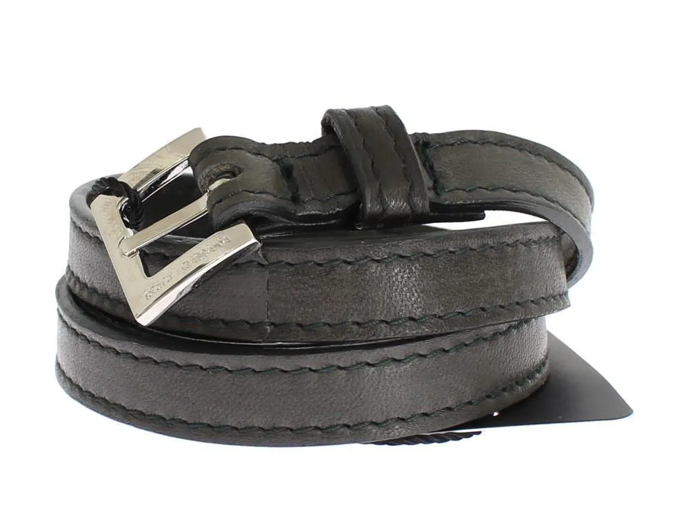 Gray leather belt