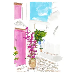 GREECE LOVES PINK TOO- Art Print