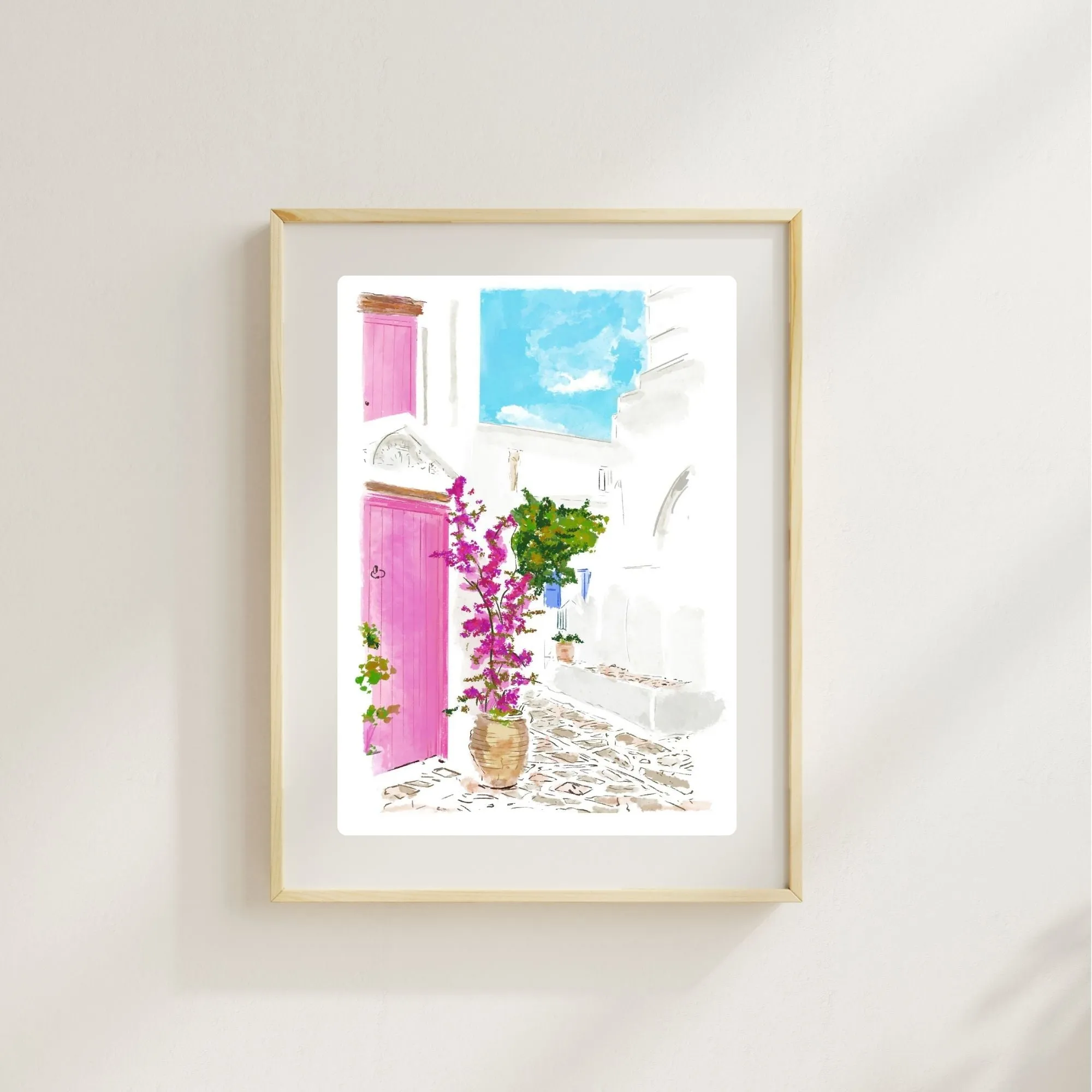 GREECE LOVES PINK TOO- Art Print