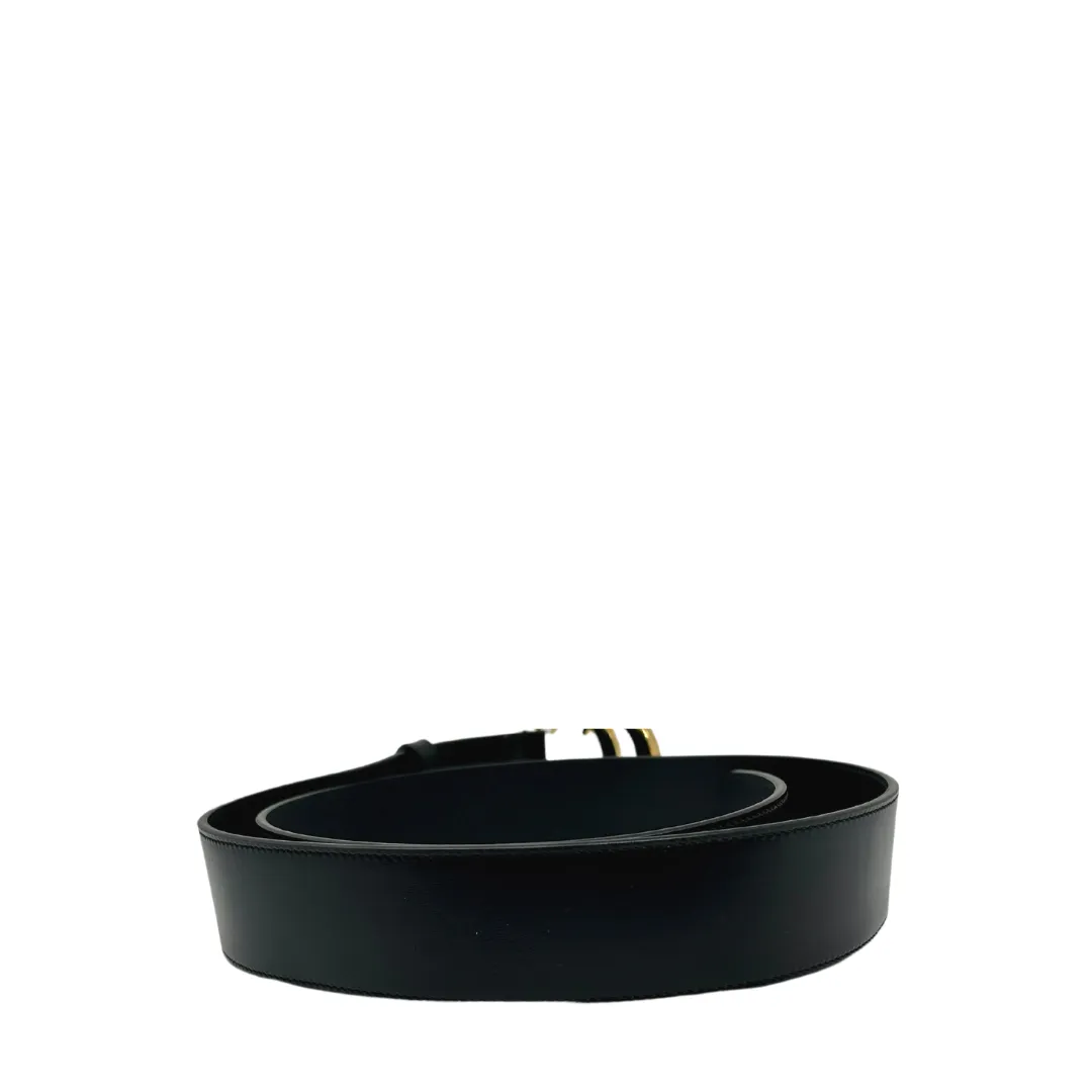 Gucci Black 1.5" Marmont Belt - Shiny Gold
