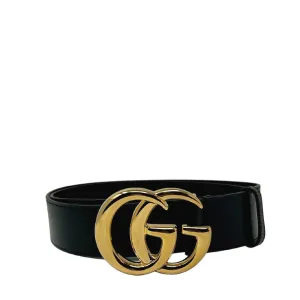 Gucci Black 1.5" Marmont Belt - Shiny Gold