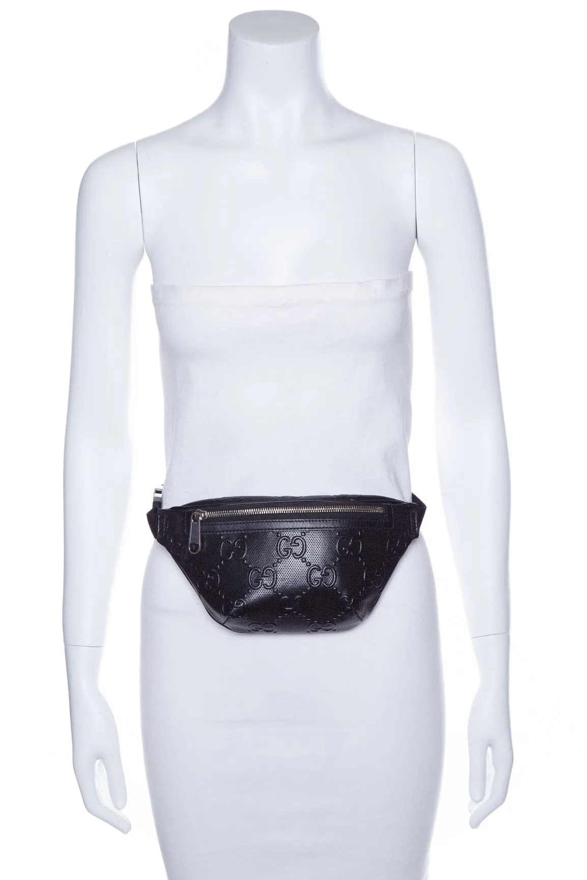 Gucci Black GG Embossed Perforated Belt Bag