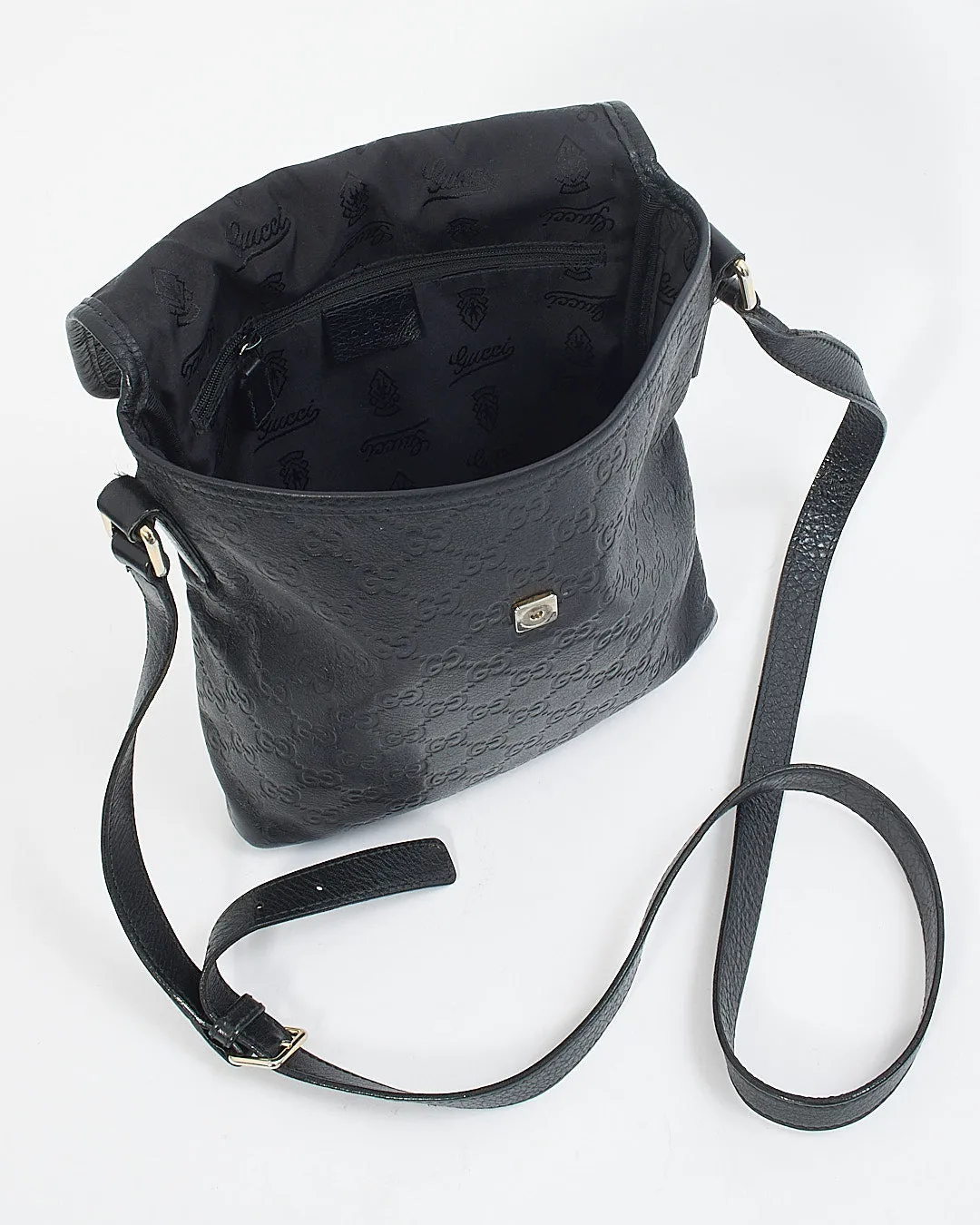 Gucci Black GG Leather Crossbody Bag