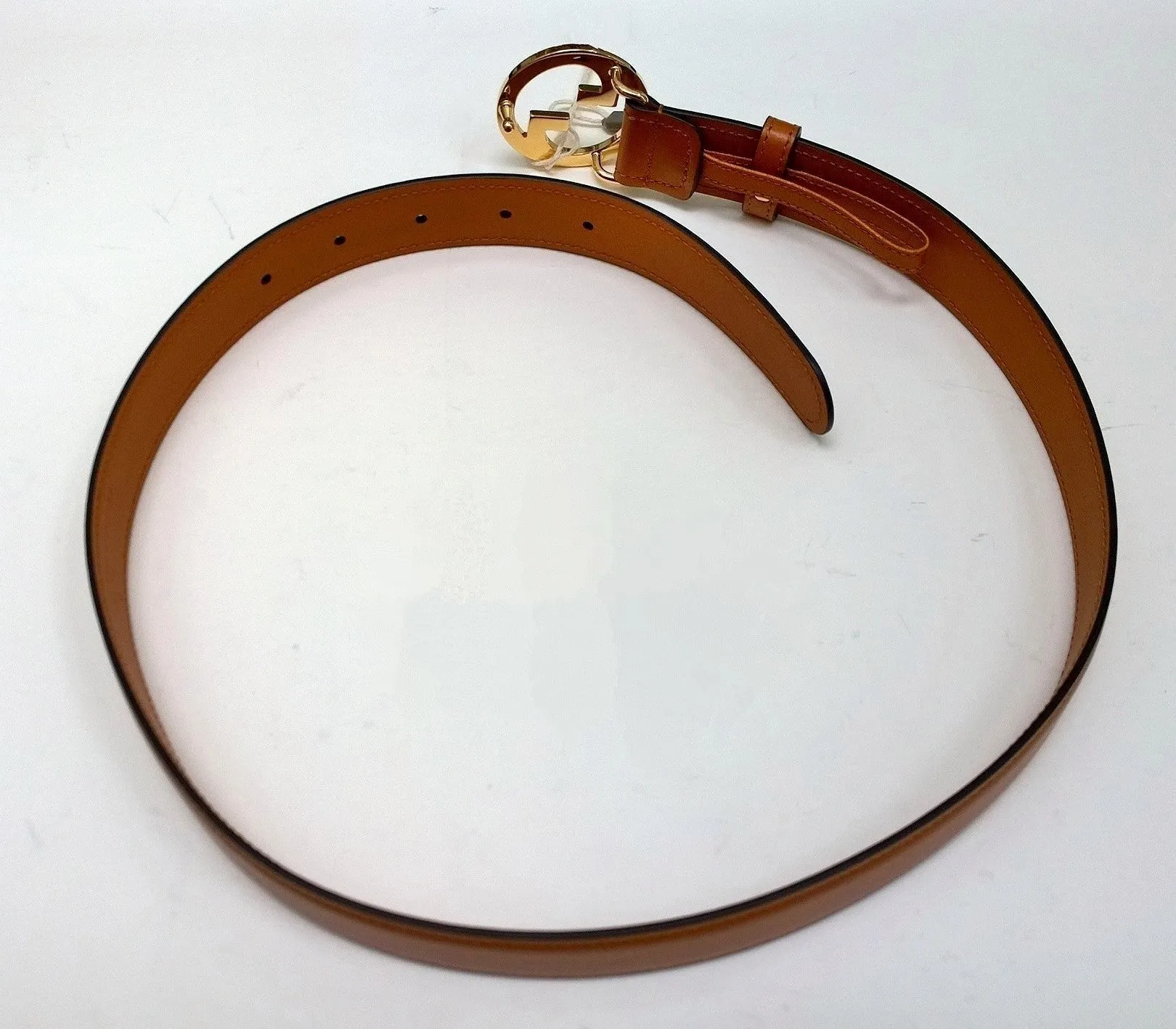 Gucci Blondie Belt Luggage Tan Leather with Gold GG Buckle 3cm