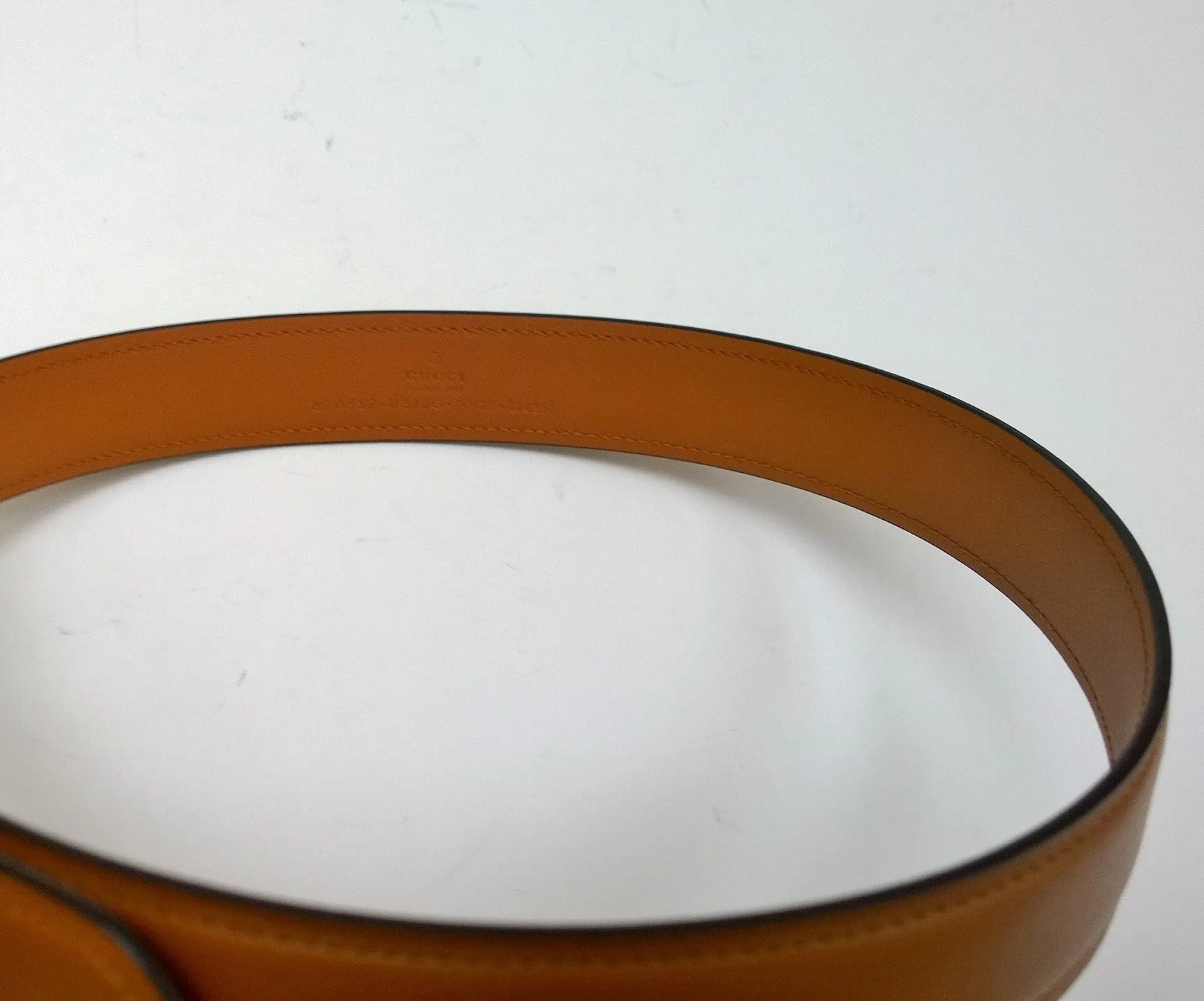 Gucci Blondie Belt Luggage Tan Leather with Gold GG Buckle 3cm
