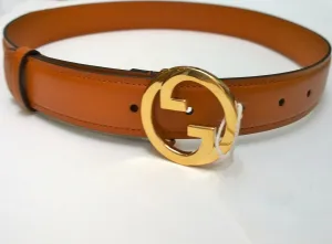 Gucci Blondie Belt Luggage Tan Leather with Gold GG Buckle 3cm
