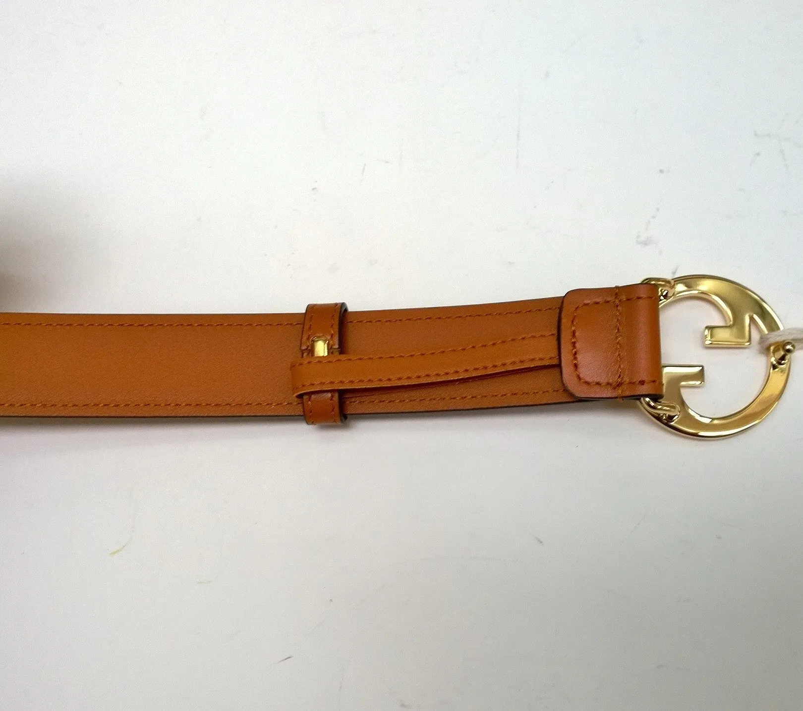 Gucci Blondie Belt Luggage Tan Leather with Gold GG Buckle 3cm