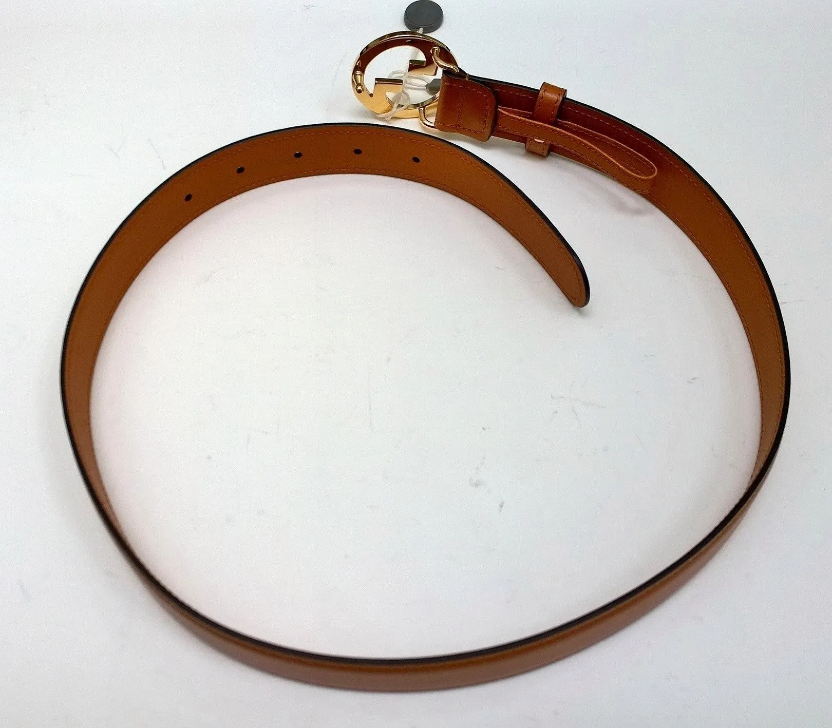 Gucci Blondie Belt Luggage Tan Leather with Gold GG Buckle 3cm