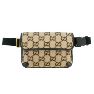 Gucci Brown GG Wool x Leather Belt Bag #2949
