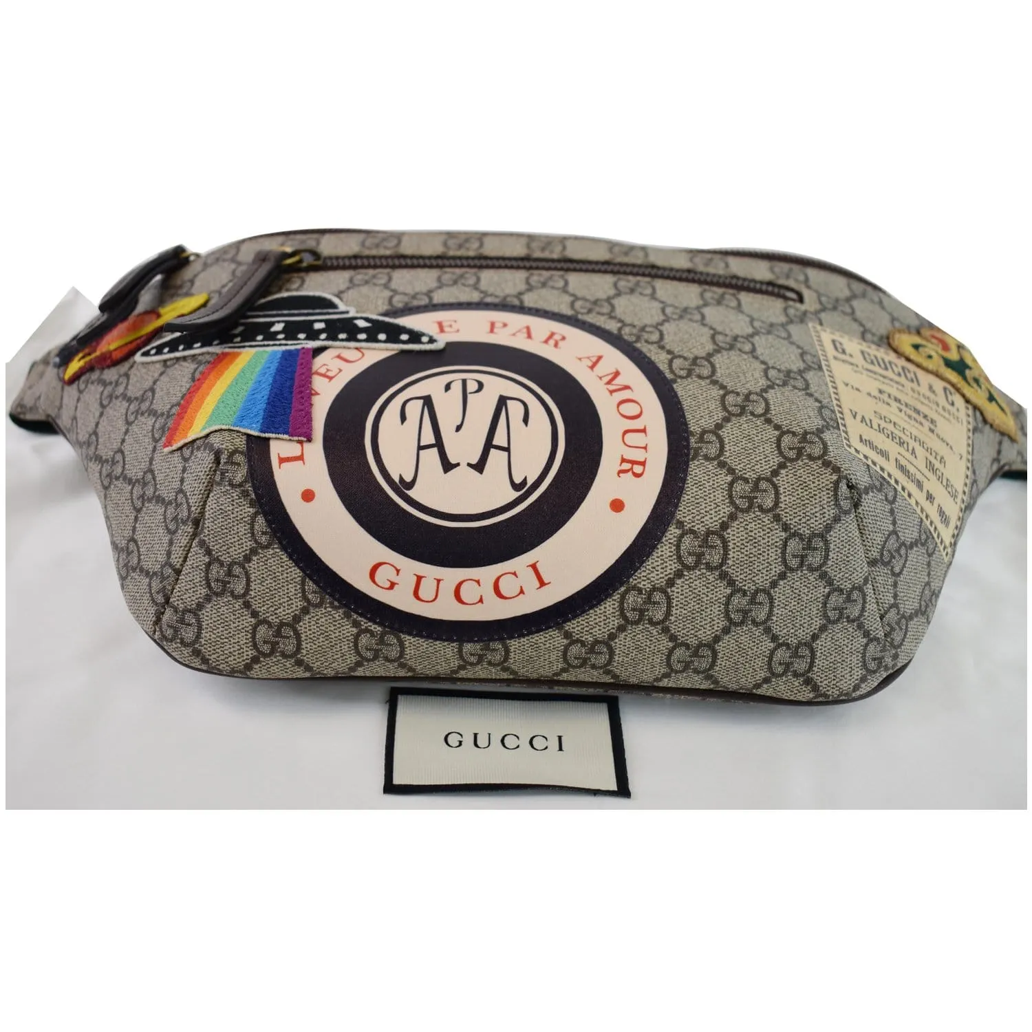 GUCCI Courrier GG Supreme Canvas Belt Waist Bum Bag Beige 529711