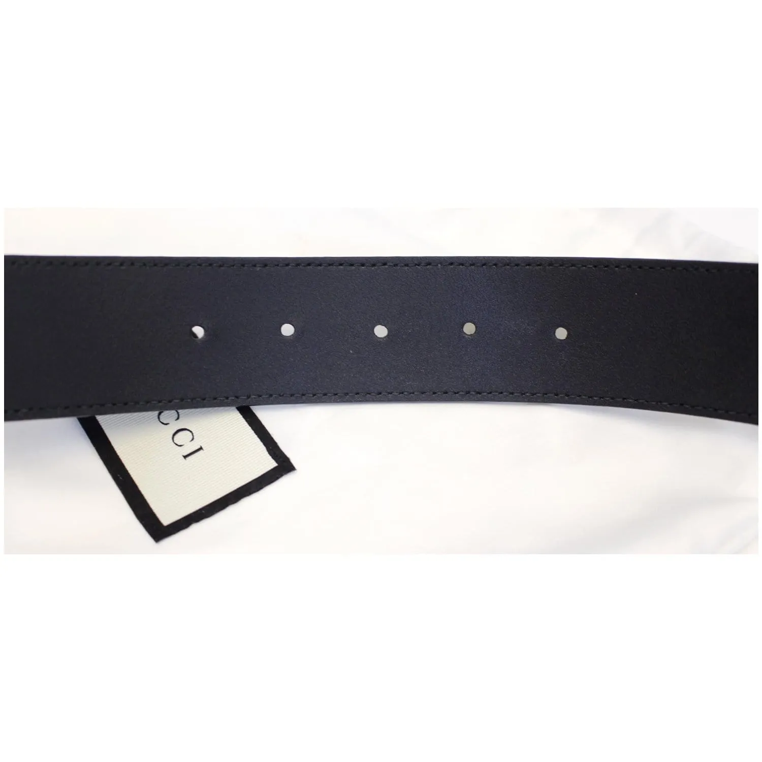 GUCCI Double G Buckle Leather Belt Black Size 37