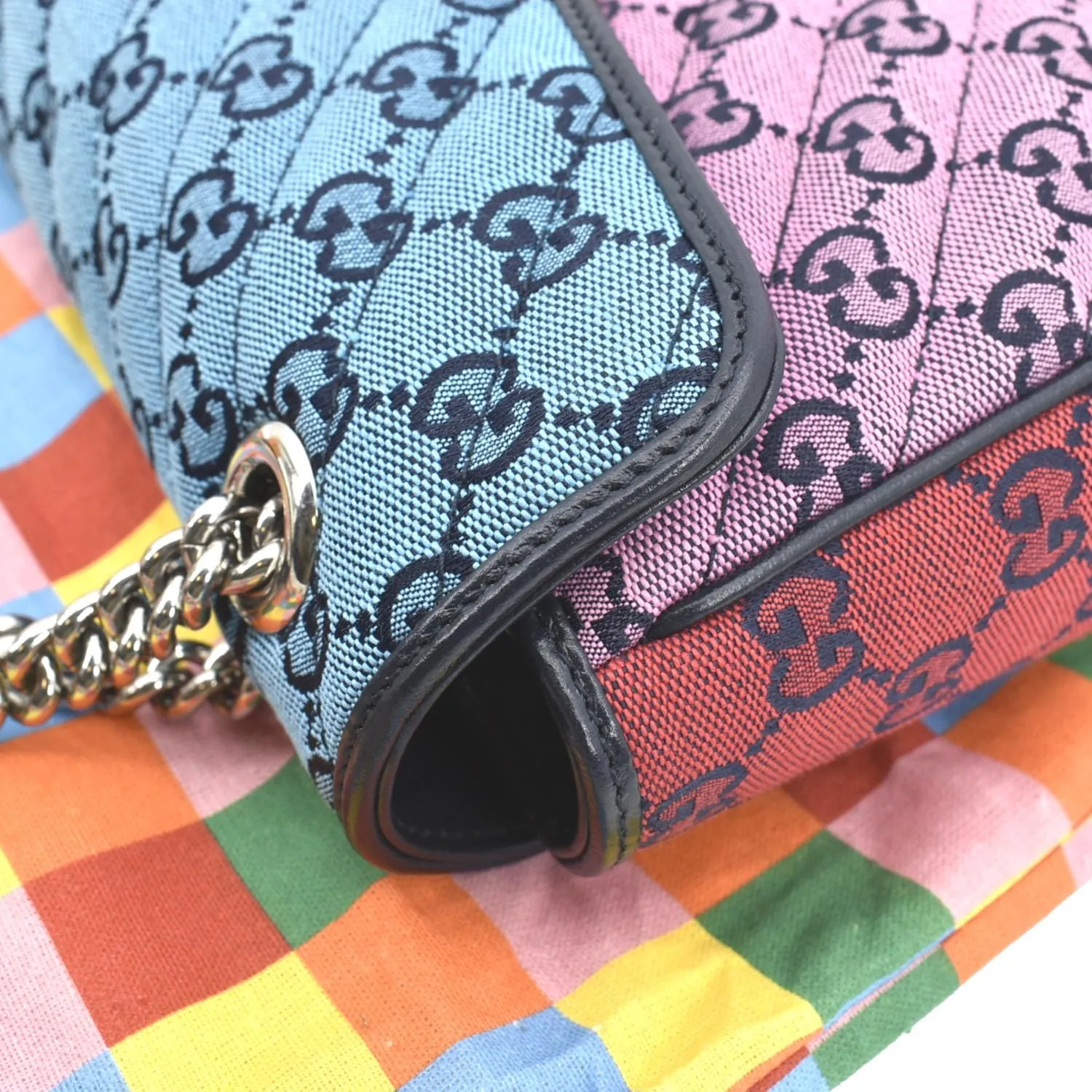 GUCCI GG Marmont Canvas Leather Crossbody Bag Multicolor 443497