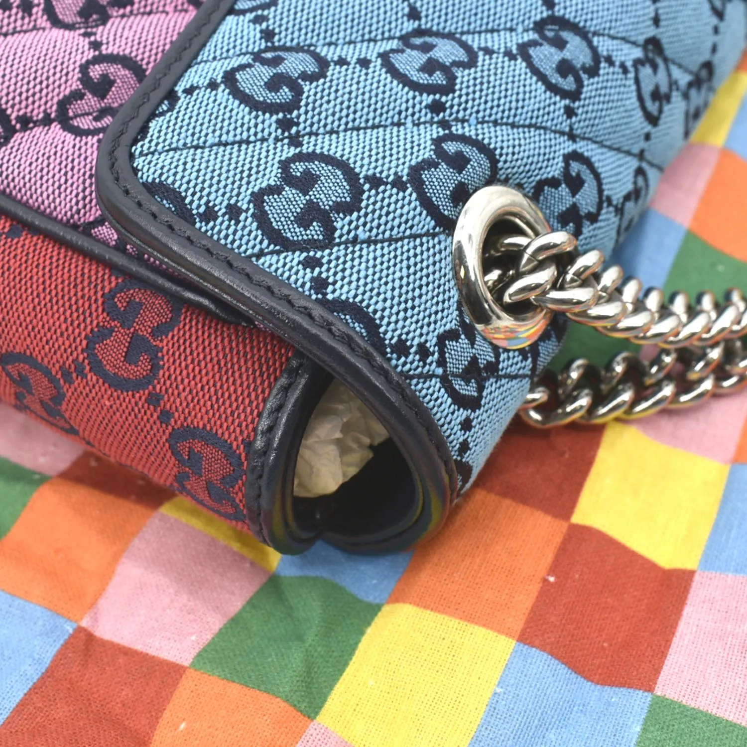 GUCCI GG Marmont Canvas Leather Crossbody Bag Multicolor 443497