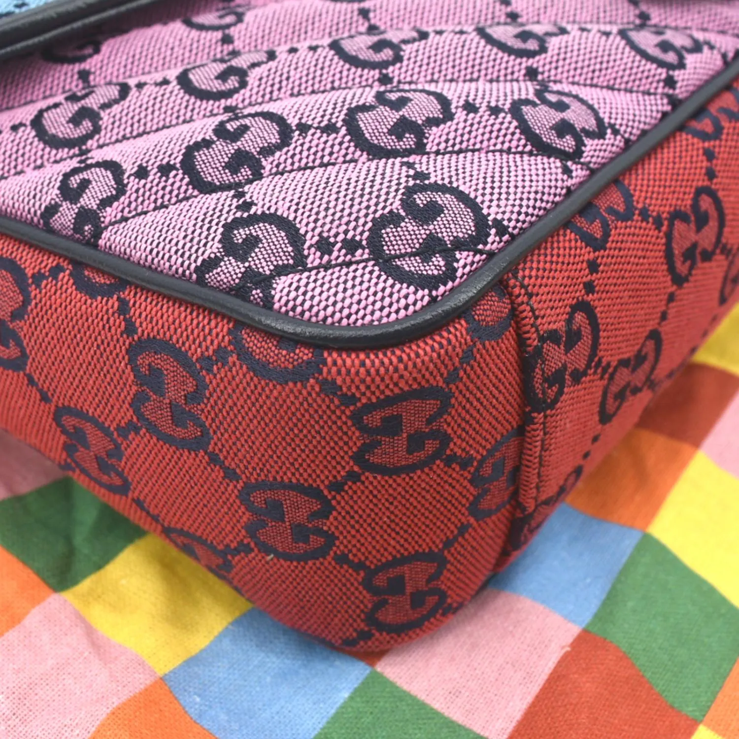 GUCCI GG Marmont Canvas Leather Crossbody Bag Multicolor 443497