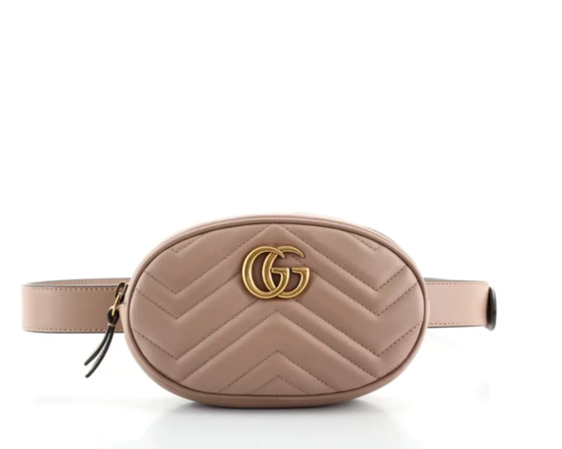 Gucci GG Marmont Matelassé Leather Belt Bag in Pink