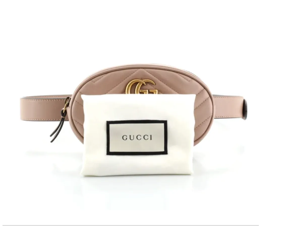 Gucci GG Marmont Matelassé Leather Belt Bag in Pink