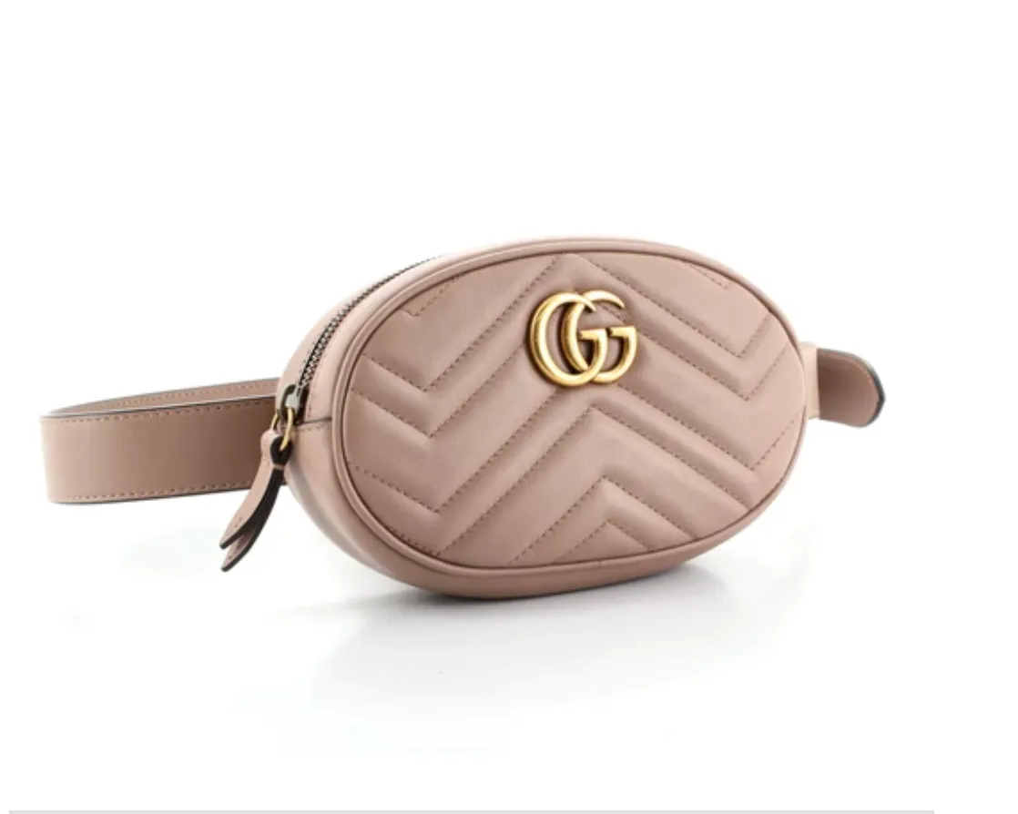 Gucci GG Marmont Matelassé Leather Belt Bag in Pink