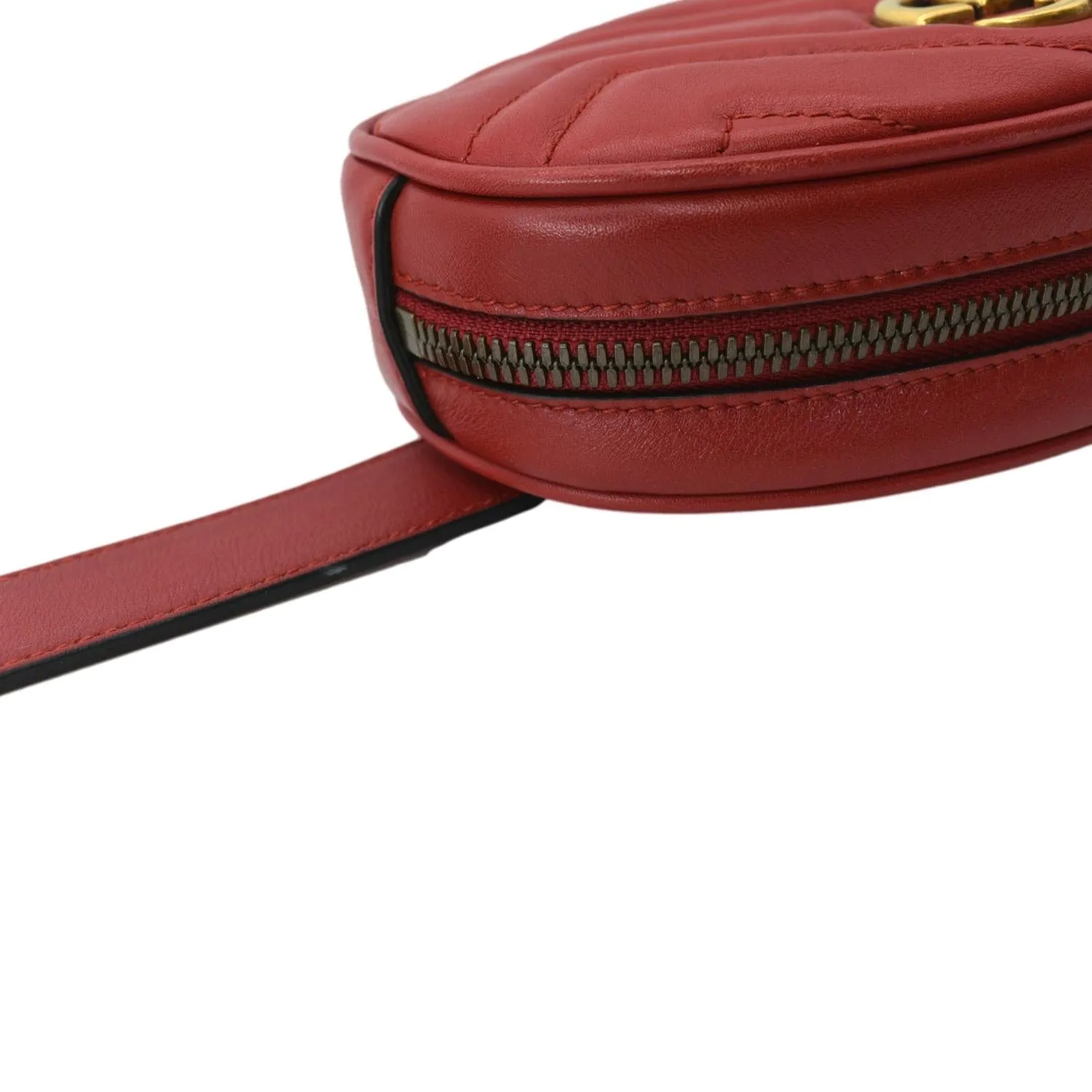 GUCCI GG Marmont Matelasse Leather Belt Bag Red 476434