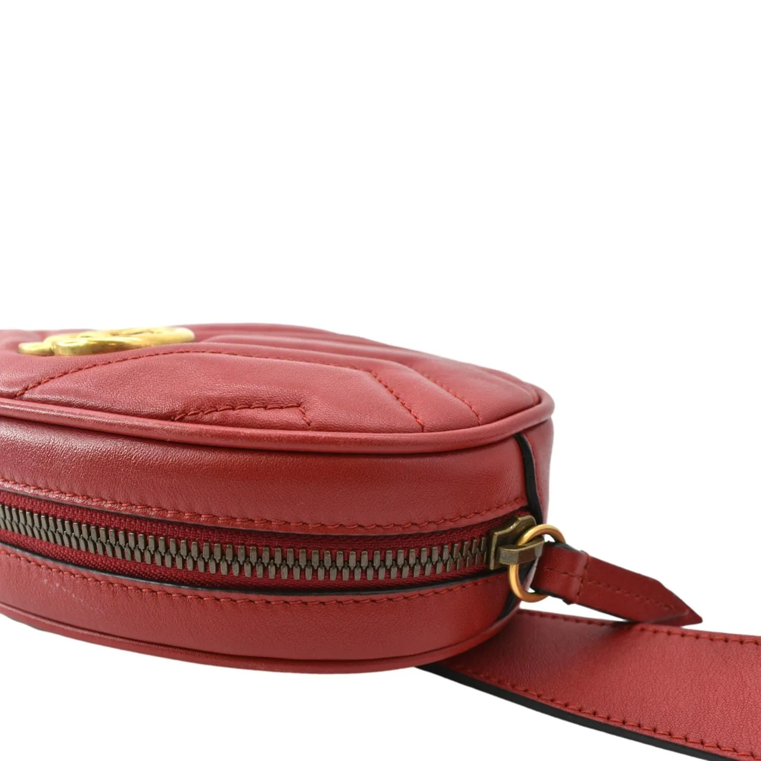 GUCCI GG Marmont Matelasse Leather Belt Bag Red 476434