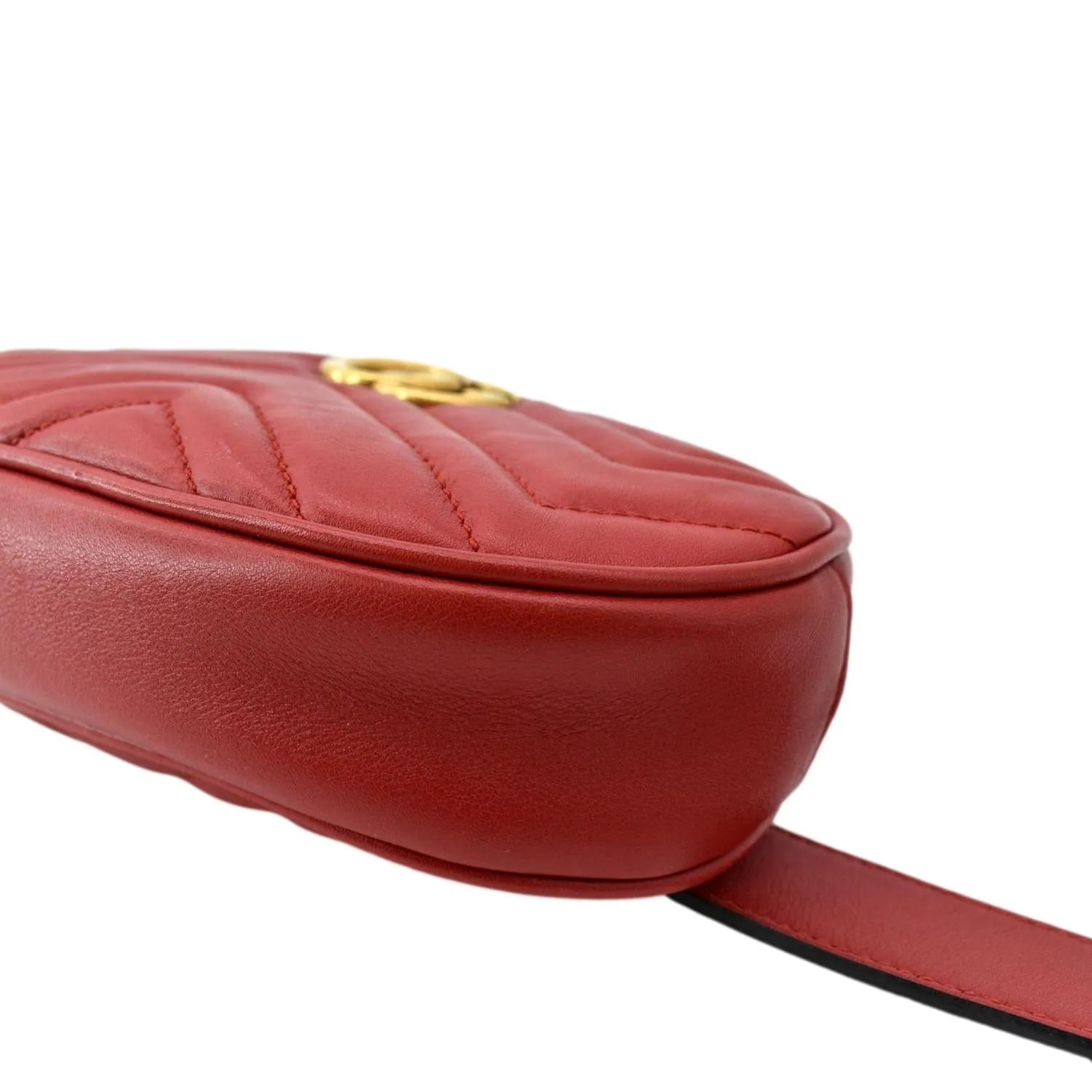 GUCCI GG Marmont Matelasse Leather Belt Bag Red 476434