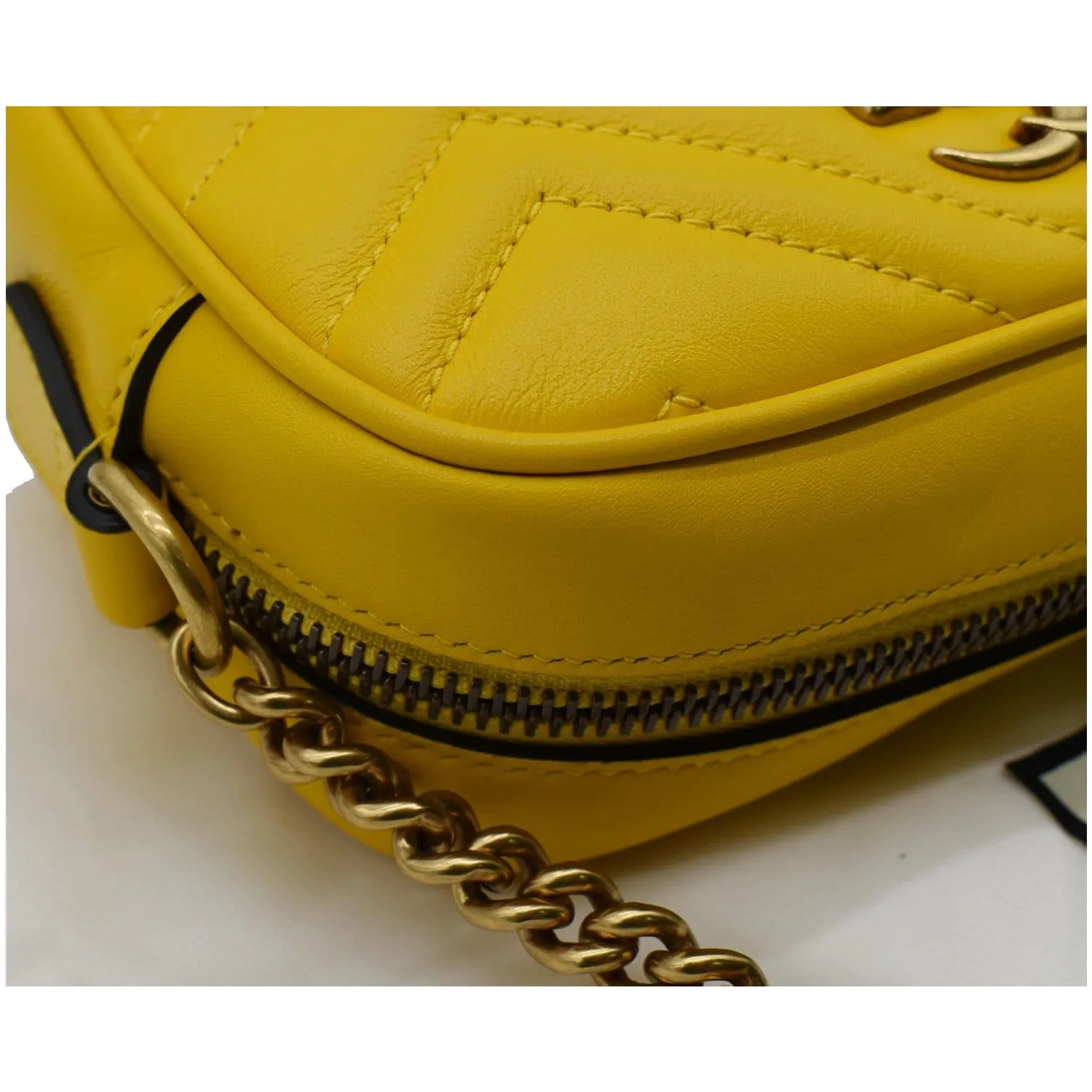 GUCCI GG Marmont Matelasse Mini Leather Crossbody Bag Yellow 448065