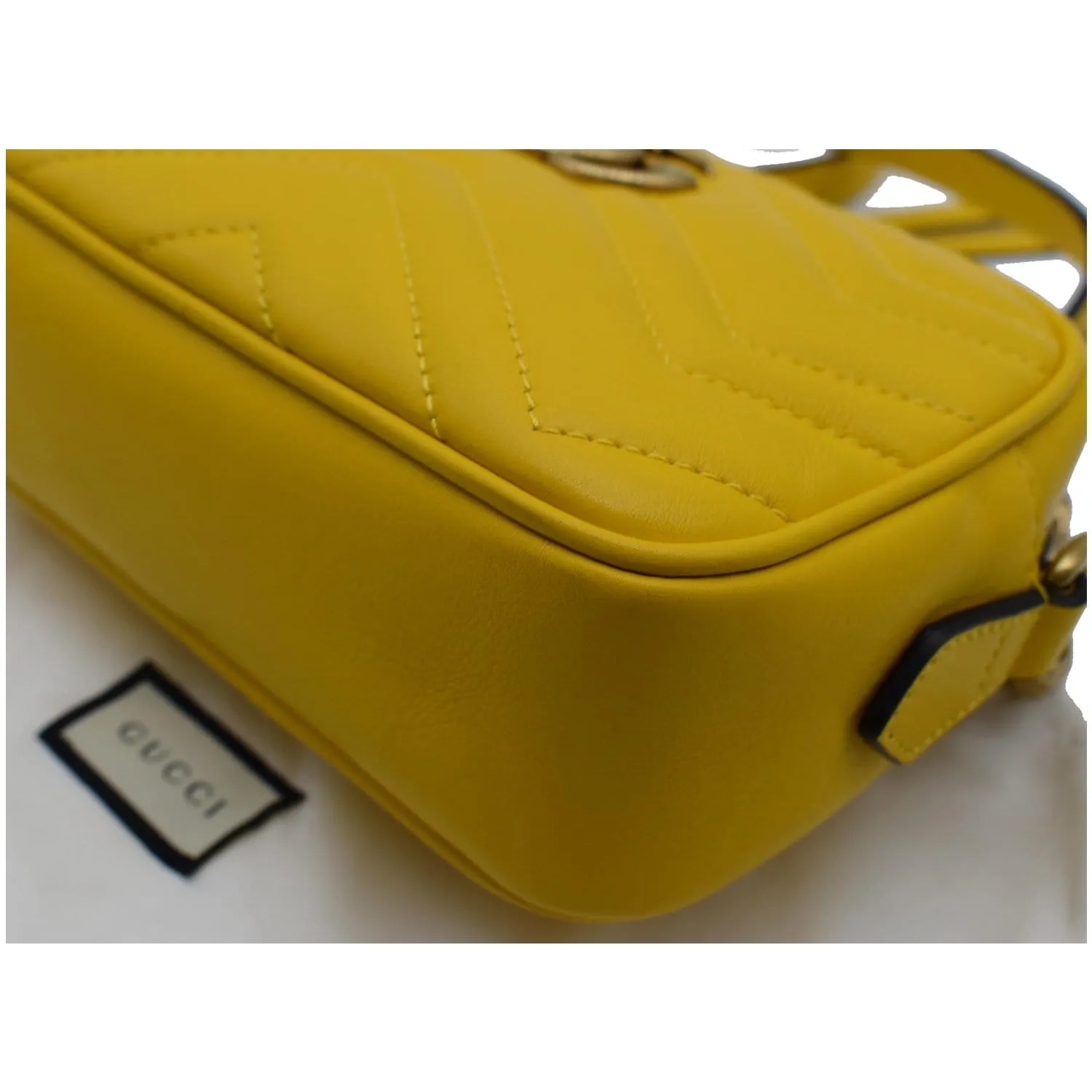 GUCCI GG Marmont Matelasse Mini Leather Crossbody Bag Yellow 448065