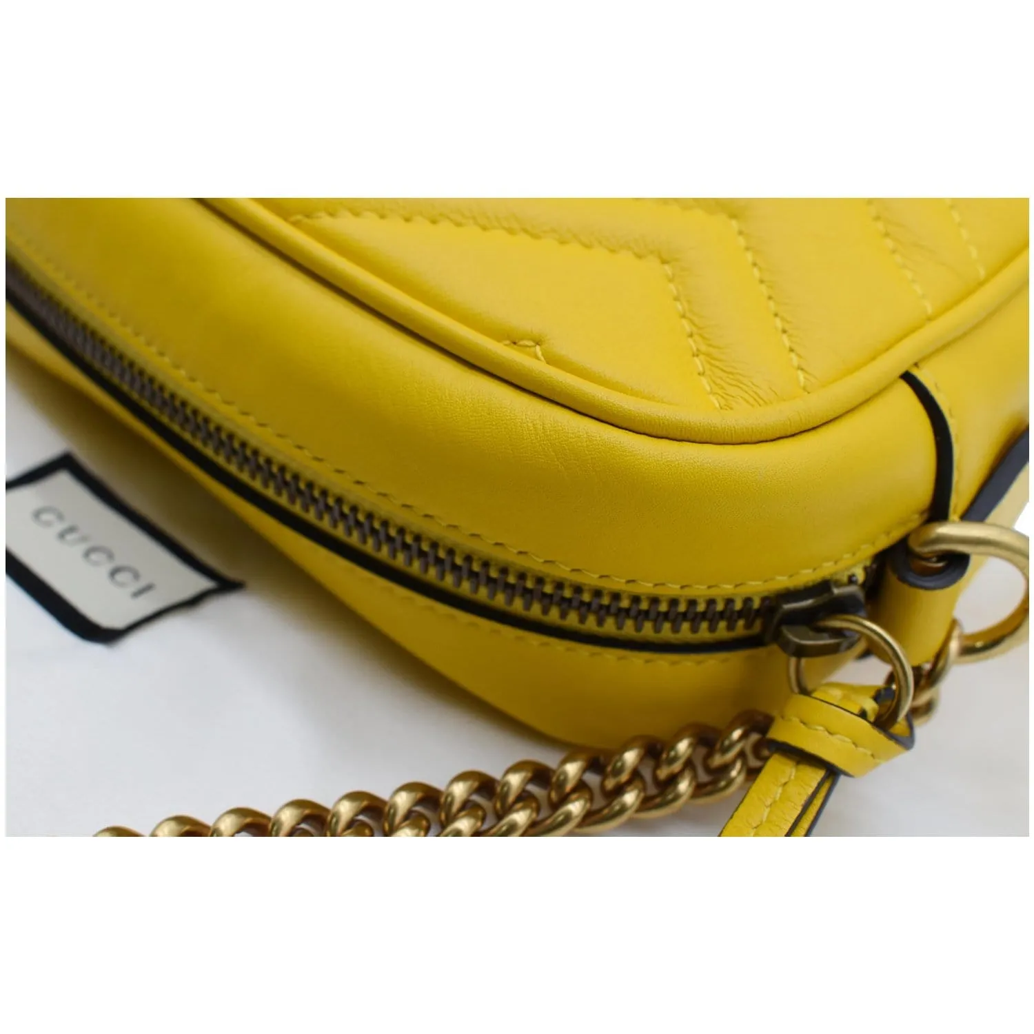 GUCCI GG Marmont Matelasse Mini Leather Crossbody Bag Yellow 448065