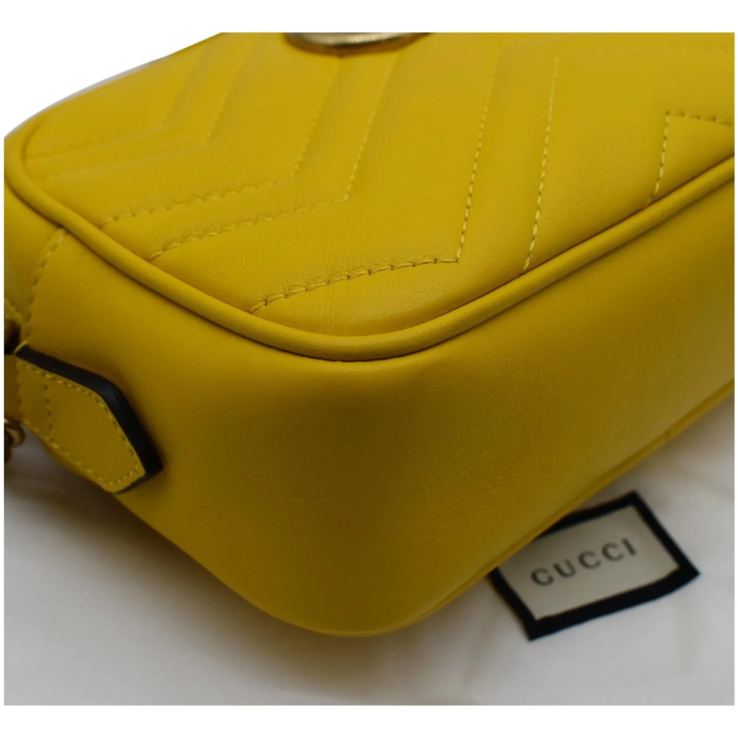 GUCCI GG Marmont Matelasse Mini Leather Crossbody Bag Yellow 448065
