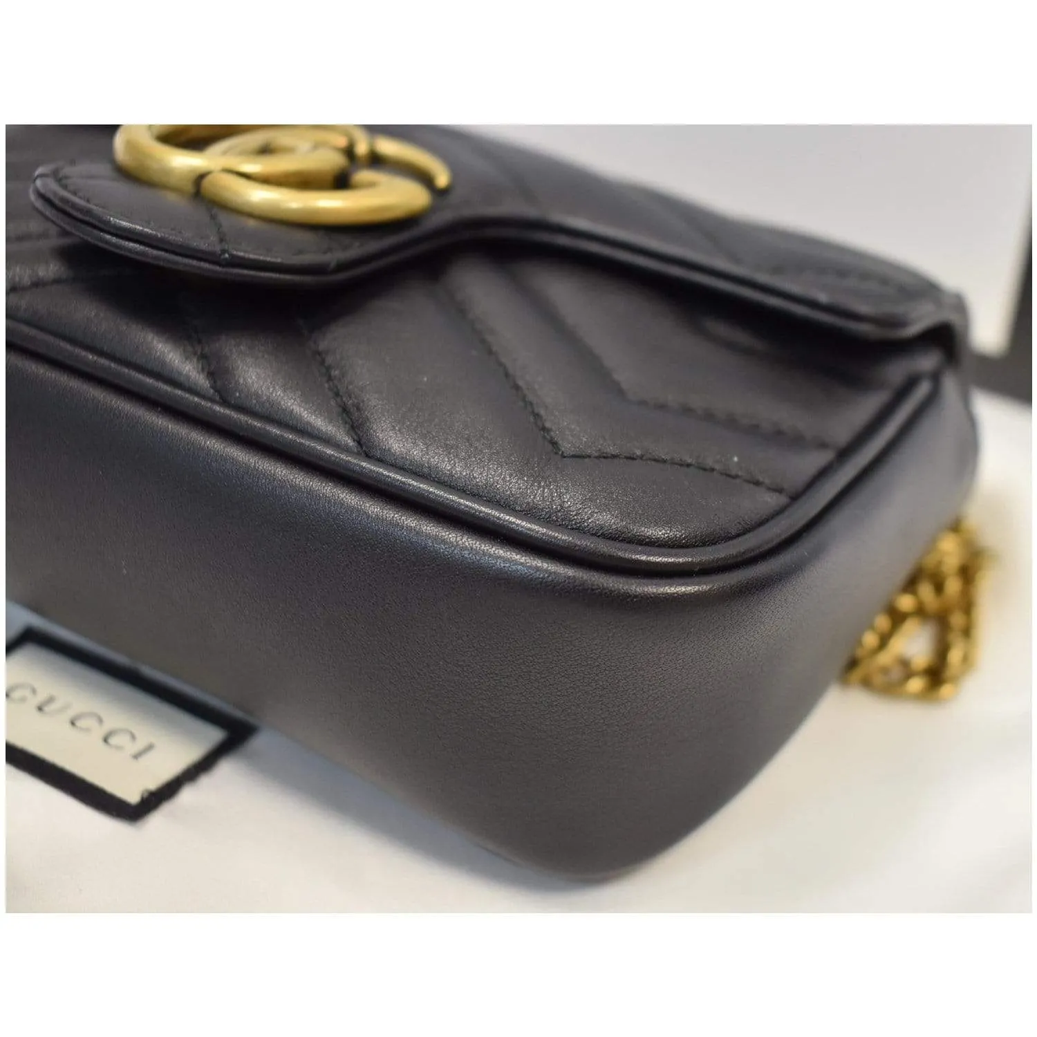 GUCCI GG Marmont Super Mini Leather Crossbody Bag Black 476433
