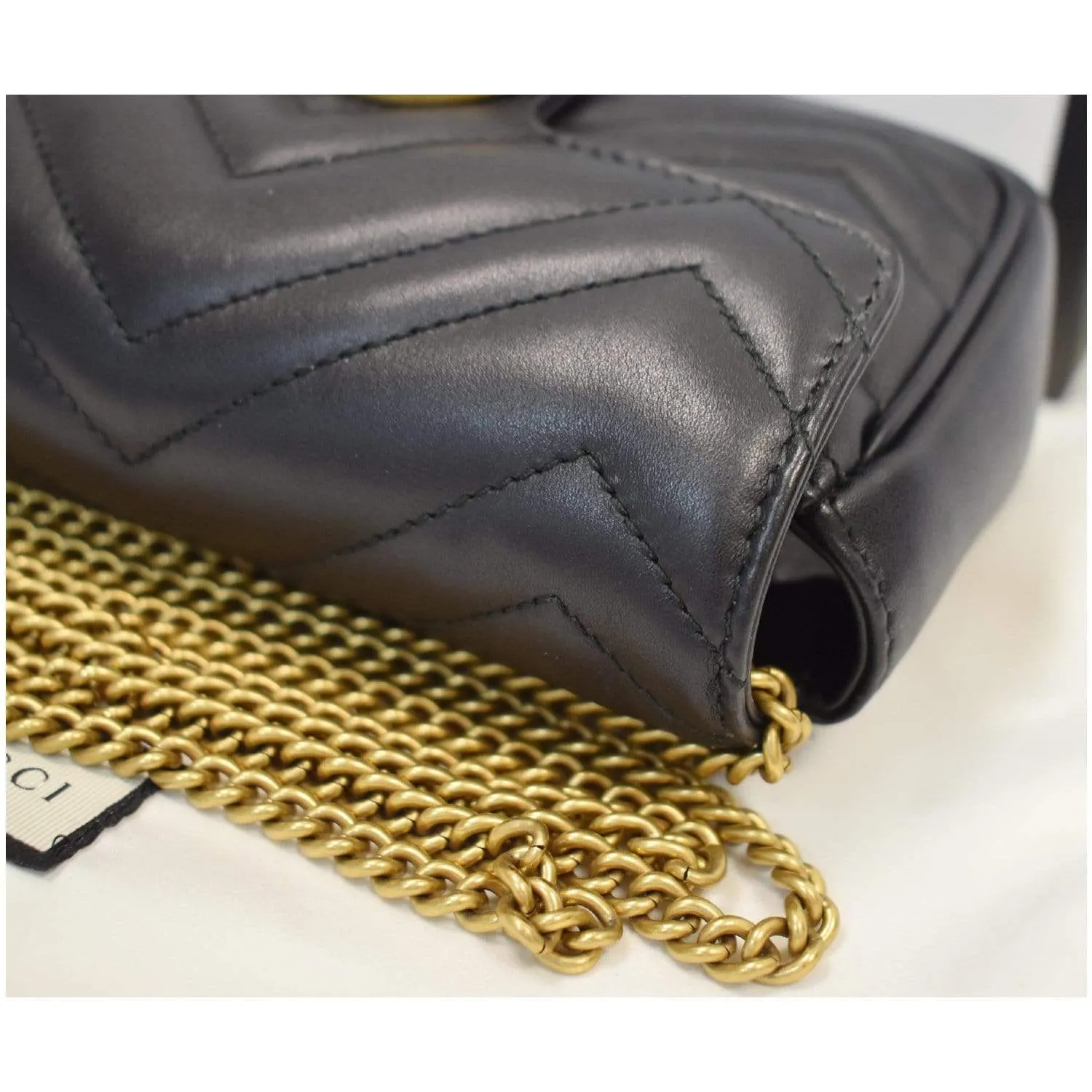 GUCCI GG Marmont Super Mini Leather Crossbody Bag Black 476433