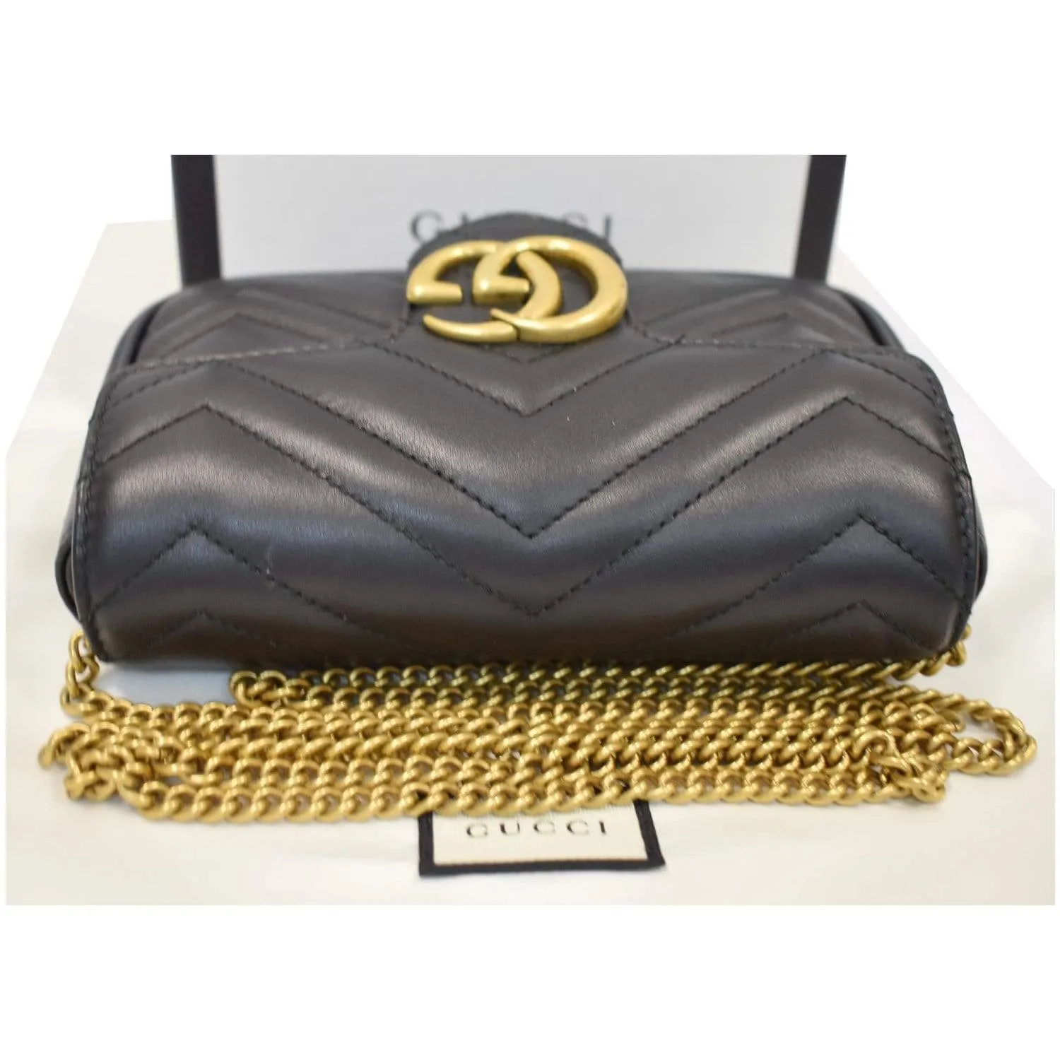 GUCCI GG Marmont Super Mini Leather Crossbody Bag Black 476433