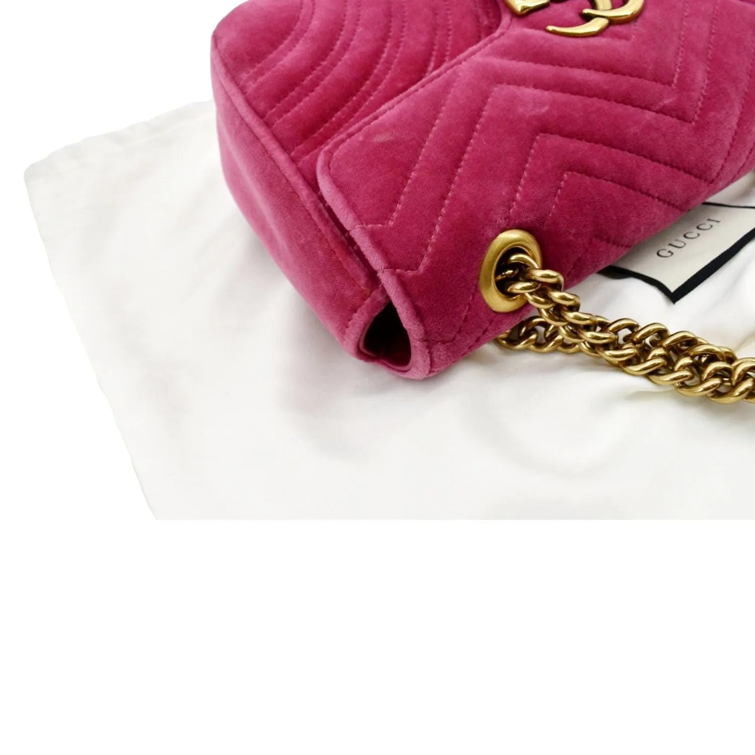 GUCCI GG Marmont Velvet Small Crossbody Bag Pink 443497