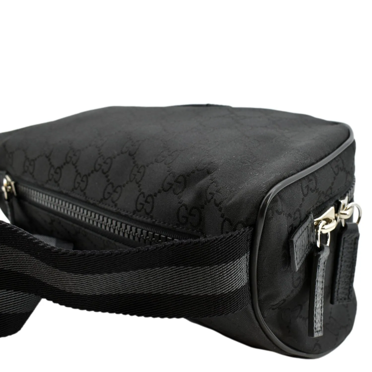 GUCCI GG Monogram Nylon Canvas Fanny Pack Belt Bag Black 449182