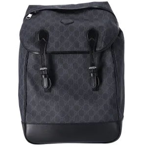 GUCCI Interlocking G Medium Backpack 696013 Dark Gray Black PVC Leather