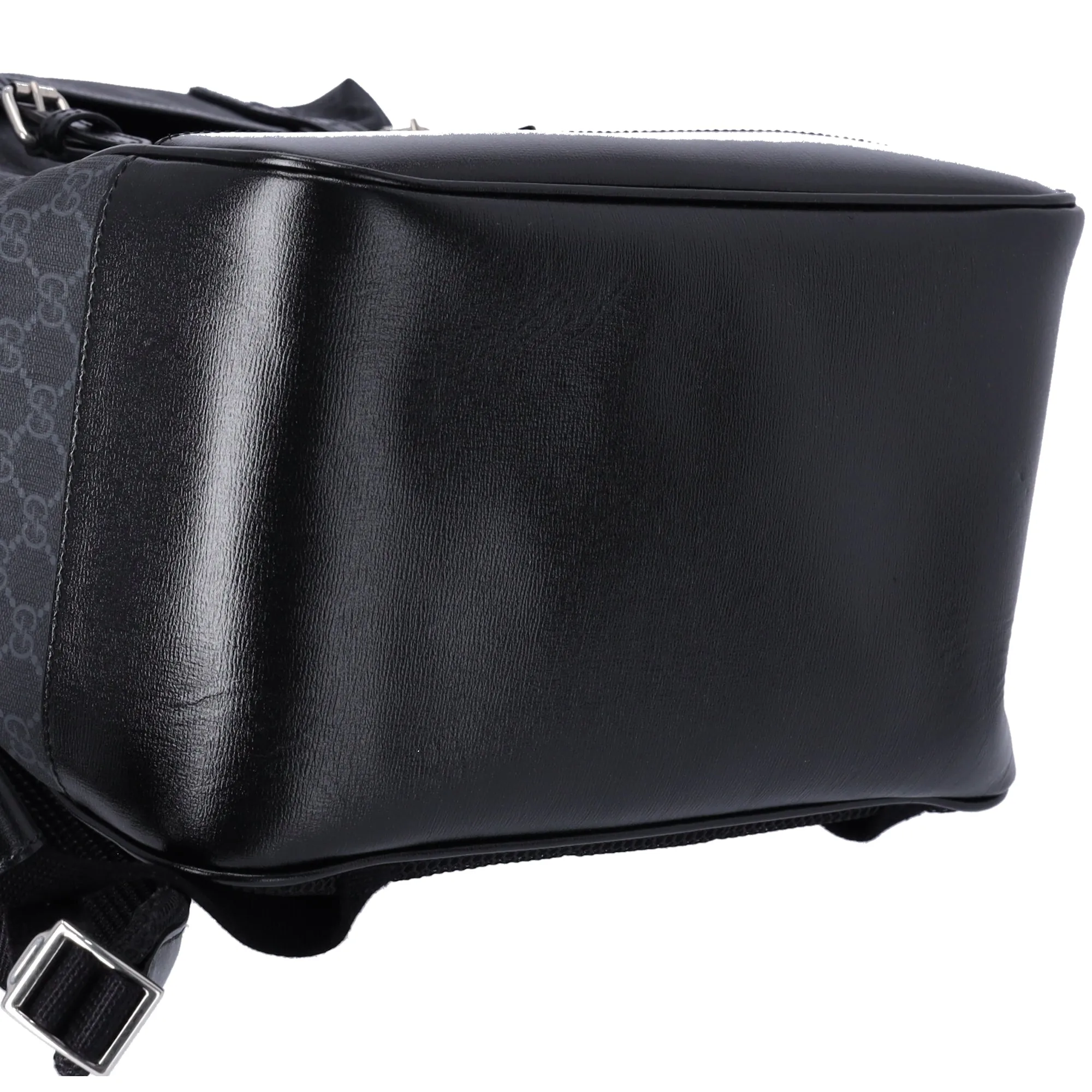 GUCCI Interlocking G Medium Backpack 696013 Dark Gray Black PVC Leather