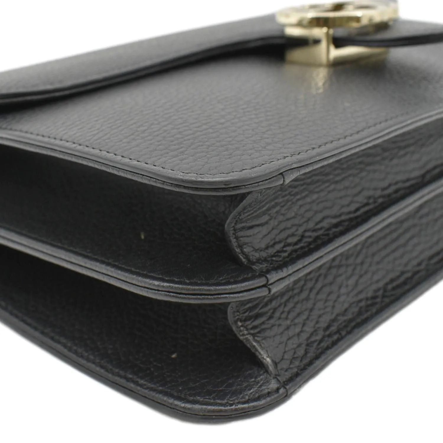 GUCCI Interlocking GG Leather Crossbody Bag Black 510303